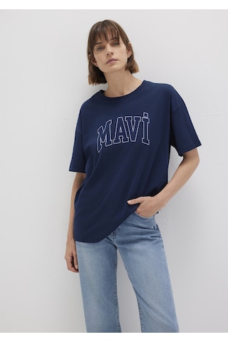 Mavi - Mavi Logo Baskılı Lacivert Tişört 1611193-70488 Lacivert