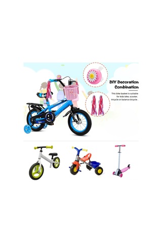 Yunboo Küçük Pembe Çocuk Bisikleti Aksesuar Seti: Taklit Rattan Sepet, Zil, Sticker Ve Bowknot - 12-18 İnç Bisikletler İçin Pembe