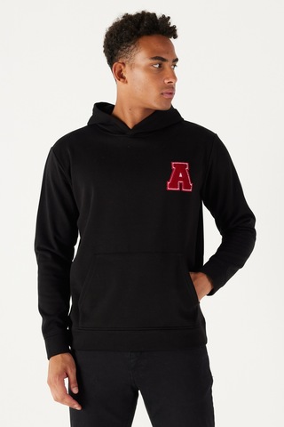 Ac&Co / Altınyıldız Classics Erkek Sıyah Standart Fit Normal Kesim İçi Şardonlu Kapüşonlu Sweatshirt SIYAH