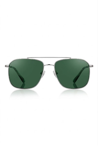 Daniel Klein Dk3284-2 Dikdörtgen Slim Line Yeşil Polarize Camlı Erkek Güneş Gözlüğü 53-20-145 Metalik Gri
