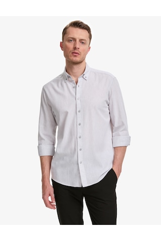 Pierre Cardin Erkek Açık Gri Gömlek Desenli 50325356-vr001