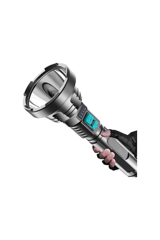 Sones Güçlü Işık El Feneri Usb Şarj Edilebilir Led Süper Parlak Uzun Menzilli Dış Aydınlatma Siyah