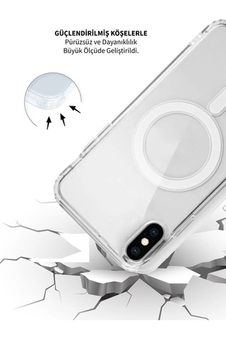 Apple Uyumlu iPhone X Şeffaf Magsafe Kılıf Safe Şeffaf