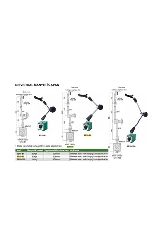 Insize 6210-80 Universal Manyetik Ayak