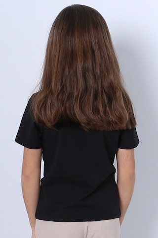 Hçm Kız Çocuk Tshirt Papatya Baskılı Bisiklet Yaka D26 Siyah