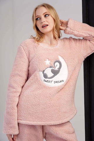 Kadın Uzun Kol Welsoft Pembe Pijamatakımı 3c0t6n0o46 001