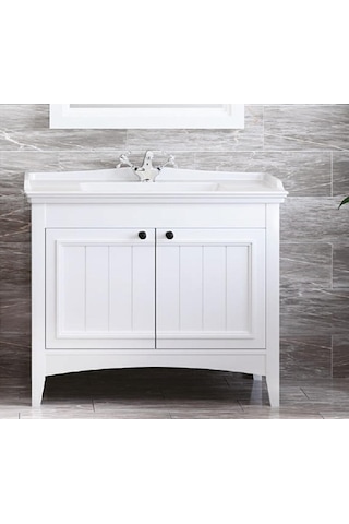 Denko Helena 100 Cm Mdf Beyaz Banyo Dolabı Takımı + Boy Dolabı Beyaz
