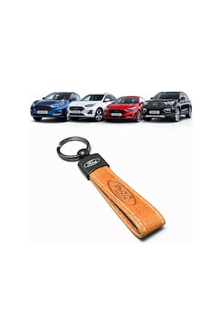 Ford Ve Logolu Anahtarlık Suni Deri Kahverengi