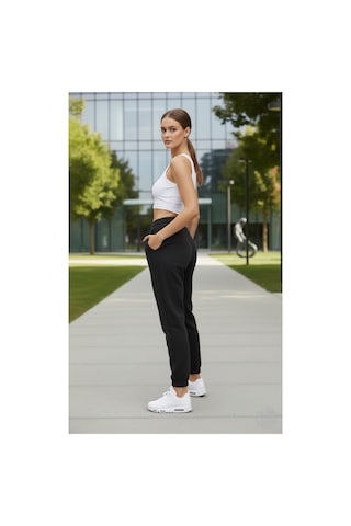 The Kadın 3 İplik Şardonlu %100 Pamuk Eşofman Altı - Yumuşak Dokulu Basic Jogger Siyah