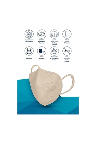 Musk Ffp2 Maske Krem Renk 10 Adet