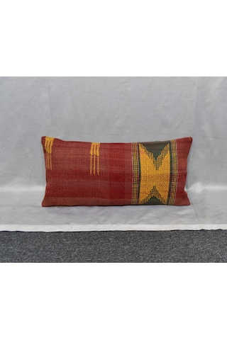 Zehra Abla Halı Yeni El Dokuma Dekoratif Lumbar Kilim Kırlent Yastık Kılıfı 6878 Çok Renkli