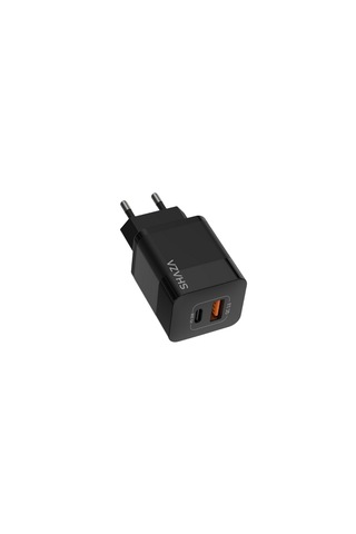 Shaza Çift Çıkışlı Usb Qc3.0& Type-c Pd Gan 20w Şarj Adaptörü Siyah