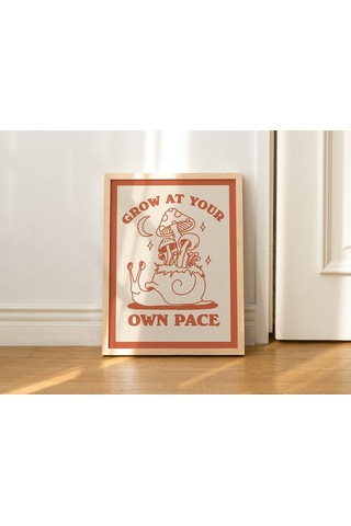 Retro Salyangoz Poster, Olumlu Alıntı Sanatı, Mantar Sanat Eseri, Sınıf Posteri