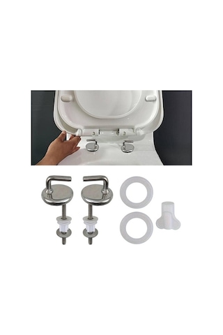 Trendooze Tuvalet Koltuk Kapağı Menteşeli Sağlam Montaj Banyo Gümüş Gümüş