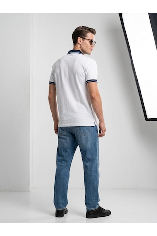 Giyim Dünyası Erkek Baklava Desenli Polo Yaka Tshirt Beyaz