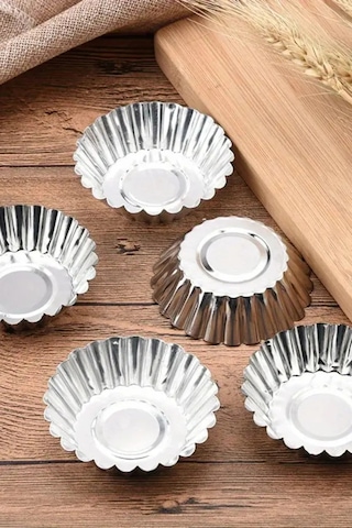 24 Adet Paslanmaz Metal Yapışmaz Cupcake, Muffin, Tartolet Kurabiye Kek Kalıbı Metal Gri Diğer