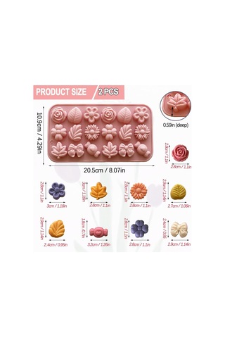 Padalink 18 Parçalık Silikon Kalıp Seti: Pasta Ve Çikolata Yapımı İçin İdeal, Çiçek Ve Yaprak Desenli, 2'li Paket Diğer