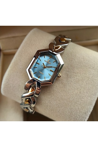 Raymond Turkuaz Kadran Çelik Kadın Kol Saati Gümüş