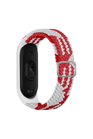 Xiaomi Mi Band 3 Uyumlu Krd-49 Örgü Mkst Kordon-kırmızı-beyaz