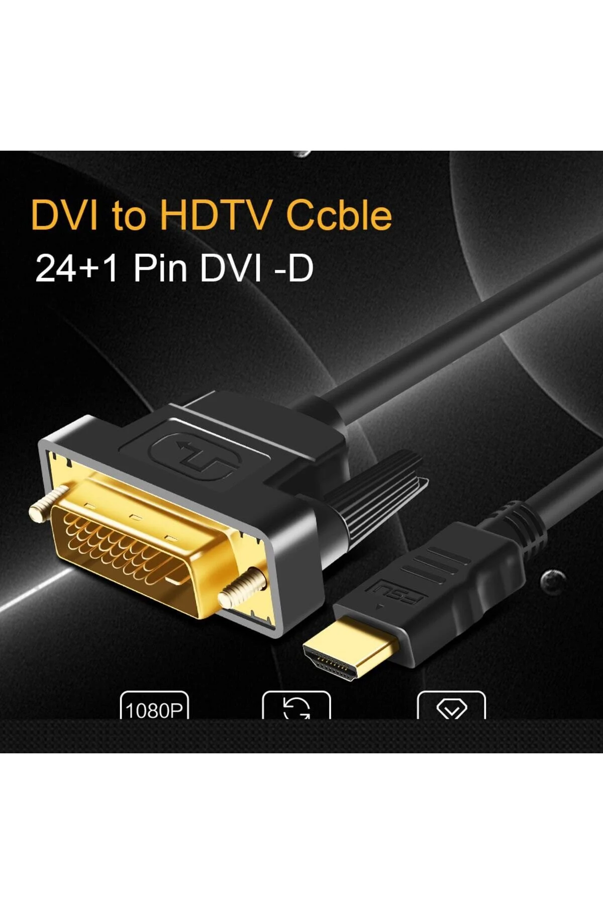 3 Metre 3m Hdmi Dvi 24 1 Dvi To Hdmi Kablo Altın Uçlu Hdmı-dvı Kablosu Tv Pc Projektör Ps4/3 Kablo 001