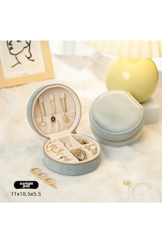 Springsun Küçük Boy Taşınabilir Kadife Kuyumluk Kutusu - Kolye, Yüzük, Küpe Ve Aksesuarları Anti-oksidasyonlu Saklama Kutusu Gri Gri