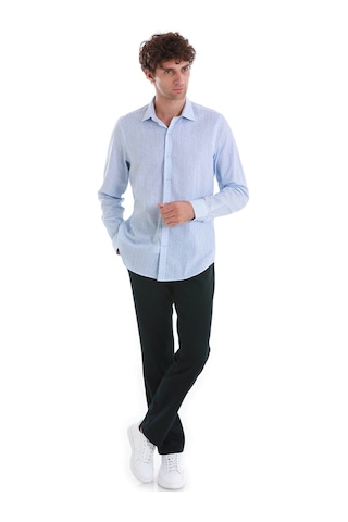 Hatemoğlu Mavi Comfort Fit Baskılı Slim Yaka Uzun Kollu Spor Gömlek 24d190000007 Mb0 Mavi