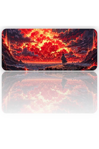 Kızıl Gokyuzu Temalı 90x40 Kaymaz Taban Mousepad 90x40cm