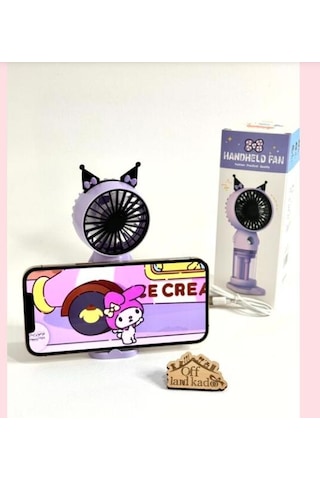 Fan Sulu El Fanı Kuromi Telefon Tutucu Şarjlı Vantilatör Usb Şarj Taşınabilir Masa Üstü