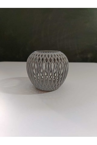 Gri Örgü Desenli Dekoratif Mumluk Modern Ve Şık Tasarım Gri