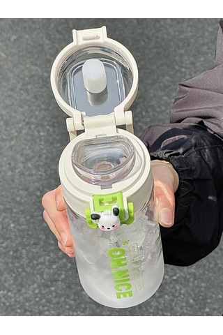 Tuomeng Basit Taşınabilir Yeni Stil Yaz Su Bardağı Pipetli Yüksek Görünümlü Öğrenci Pc Mektup Plastik Bardak 560 Ml Siyah