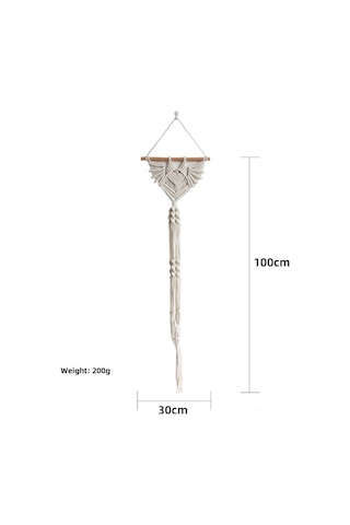 Qingmipy El Dokuma Yemeni Kanatlı Figürlü Bitki Asma Sepeti, Bej Uzun Tip Akrilik Örgü Duvar Dekoru Bej