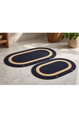 Nakkaş Home 2'li Jüt Klozet Takımı Siyah-gold 2li Oval