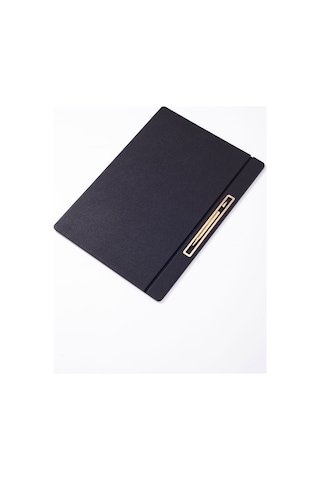 Turgut Office Deri Kapaklı Masa Sümeni Siyah Gold Detaylı 50 x 35 CM