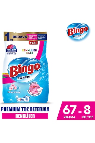 Bingo Matik Premium Renkliler İçin 8 kg Müge Çiçeği Toz Deterjan