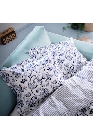 Ikea Junımagnolıa Tek Kişilik Nevresim Seti Yorgan Kılıfı Ve Yastık Kılıfı, 150x200/50x60 Cm Mavi Beyaz