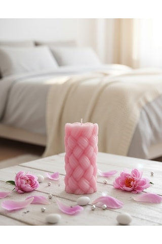 Baklava Desenli Mum Pembe