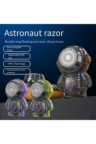 Xiaaokeji Astronot Elektrikli Tıraş Makinesi Rgb Işıklı Taşınabilir Usb Tıraş Makinesi Erkek C