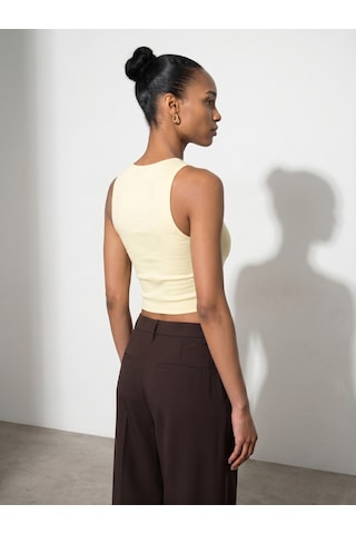 Dilvin 32941 Halter Yaka Crop Top-açık Sarı
