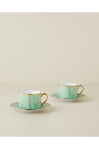 Livora New Bone China 4 Parça 2 Kişilik Çay Fincanı Takımı 220 Ml Yeşil