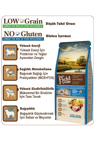 Sam's Field Power 4300 Tavuklu Patatesli Düşük Tahıllı Yetişkin Aktif Köpek Maması 2500 G