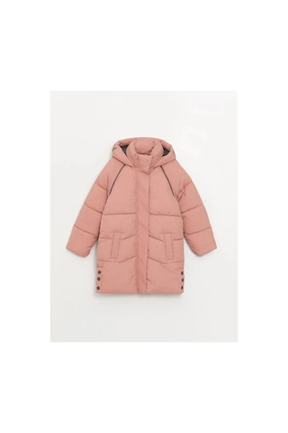 LC Waikiki Lcw Kids Pembe Kapüşonlu Kız Çocuk Kaban Dusty Rose