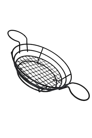 Tekmarked Metal Sosluklu Hamburger Ve Patates Kızartması Sunum Sepeti Siyah