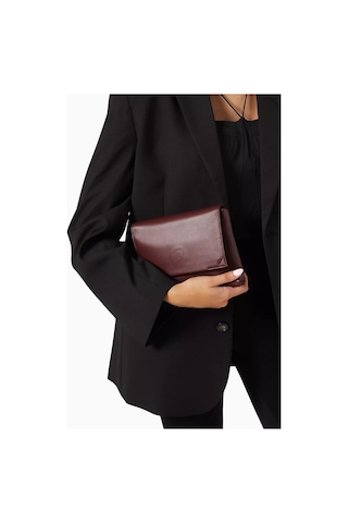 Studio Amelia Studıo Amelıa Sheath Bordo Deri Katlamalı, Manyetik Kapaklı Kadın Clutch Çanta