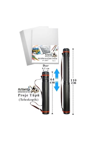 Proje Tüpü Dar 1 Adet 35x50 Cm Resim Kağıdı 25 Adet Bozuka Proje Tüpü Silindir Proje Tüpü