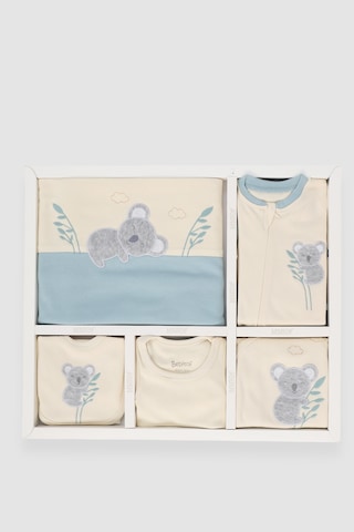 Koala Nakışlı 10 Parça Hastane Çıkışı Zıbın Seti %100 Pamuk Mavi