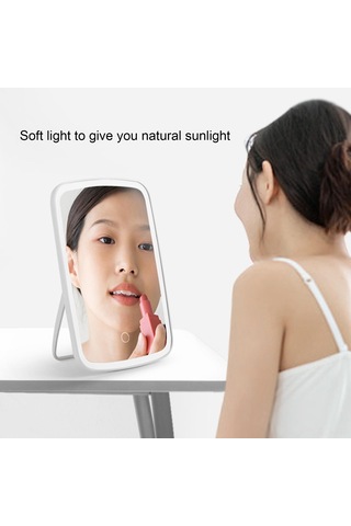 Qingmipy Usb Şarjlı 68 Led Işıklı Katlanır Makyaj Aynası - 2400mah Pil, 3 Renk Aydınlatma Beyaz