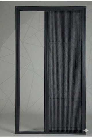 Plise Kumaş Sürgülü Akordiyon Kapı Siyah Antrasit 100x200