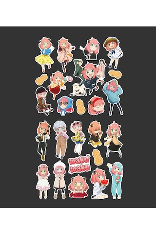 Spyxfamily-2 Li Anya Sticker Set Spy X Family Parlak Sticker Hediye Etiket Çıkartmaları Anime Süsleme Beyaz