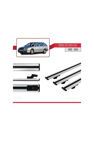 Skoda Octavia 1u 1998-2004 Arası İle Uyumlu Basic Model Ara Atkı Tavan Barı Gri 3 Adet