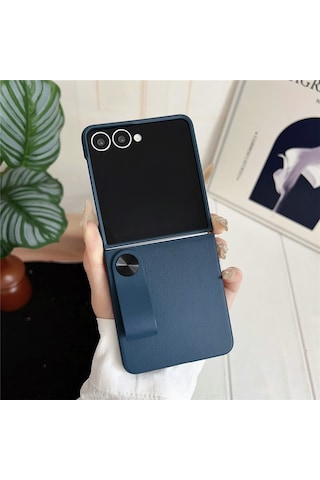 Teleplus Samsung Galaxy Uyumlu Z Flip 7 Kılıf Skinfeel Shockproof El Tutmalı Standlı Kapak Lacivert